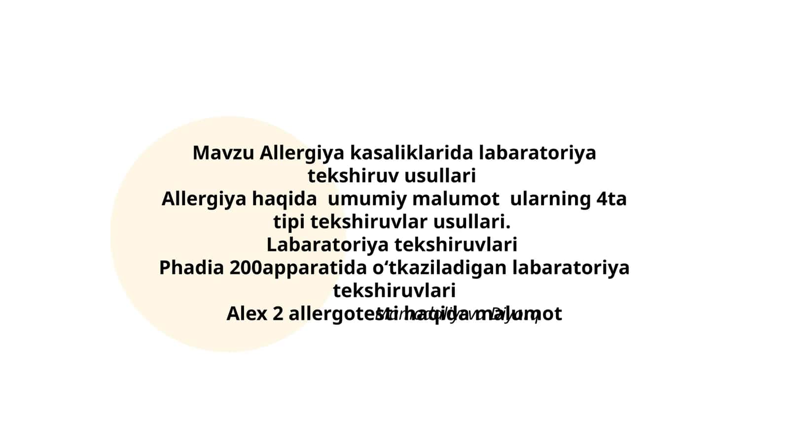 Alex 2 allergotesti haqida malumot 1