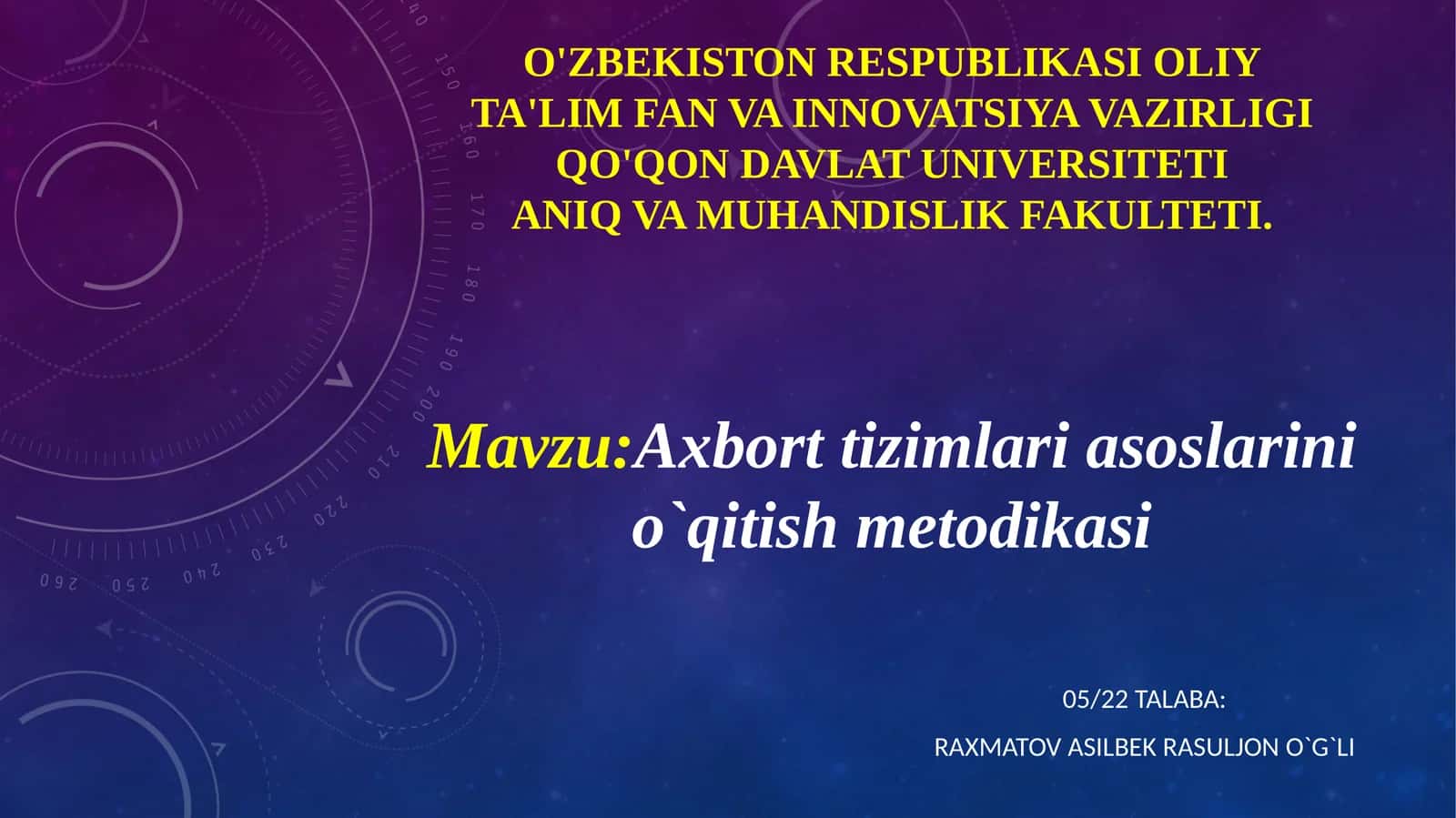 Mavzu:Axborttizimlariasoslarinio`qitishmetodikasi 1