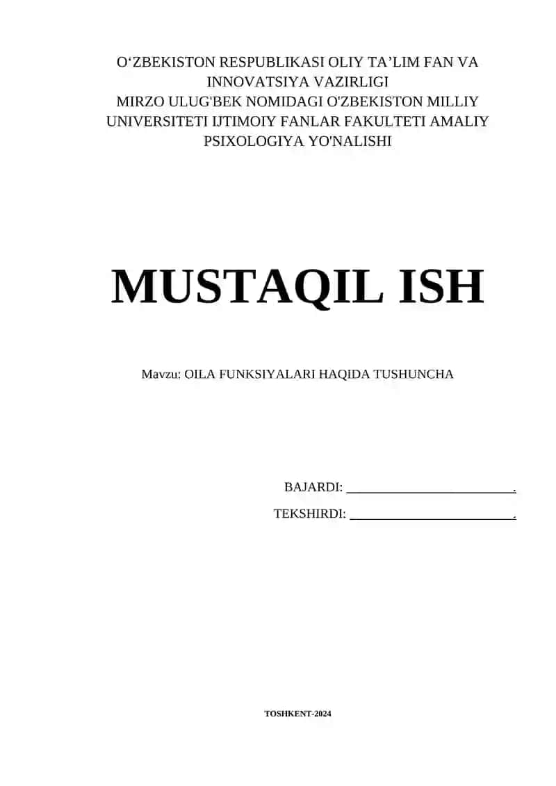 Sotsial psixologiya fanidan mustaqil ish