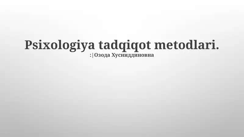 Psixologiya tadqiqot metodlari 1