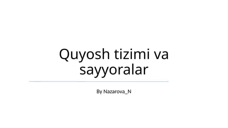 Quyosh tizimi va sayyoralar 1