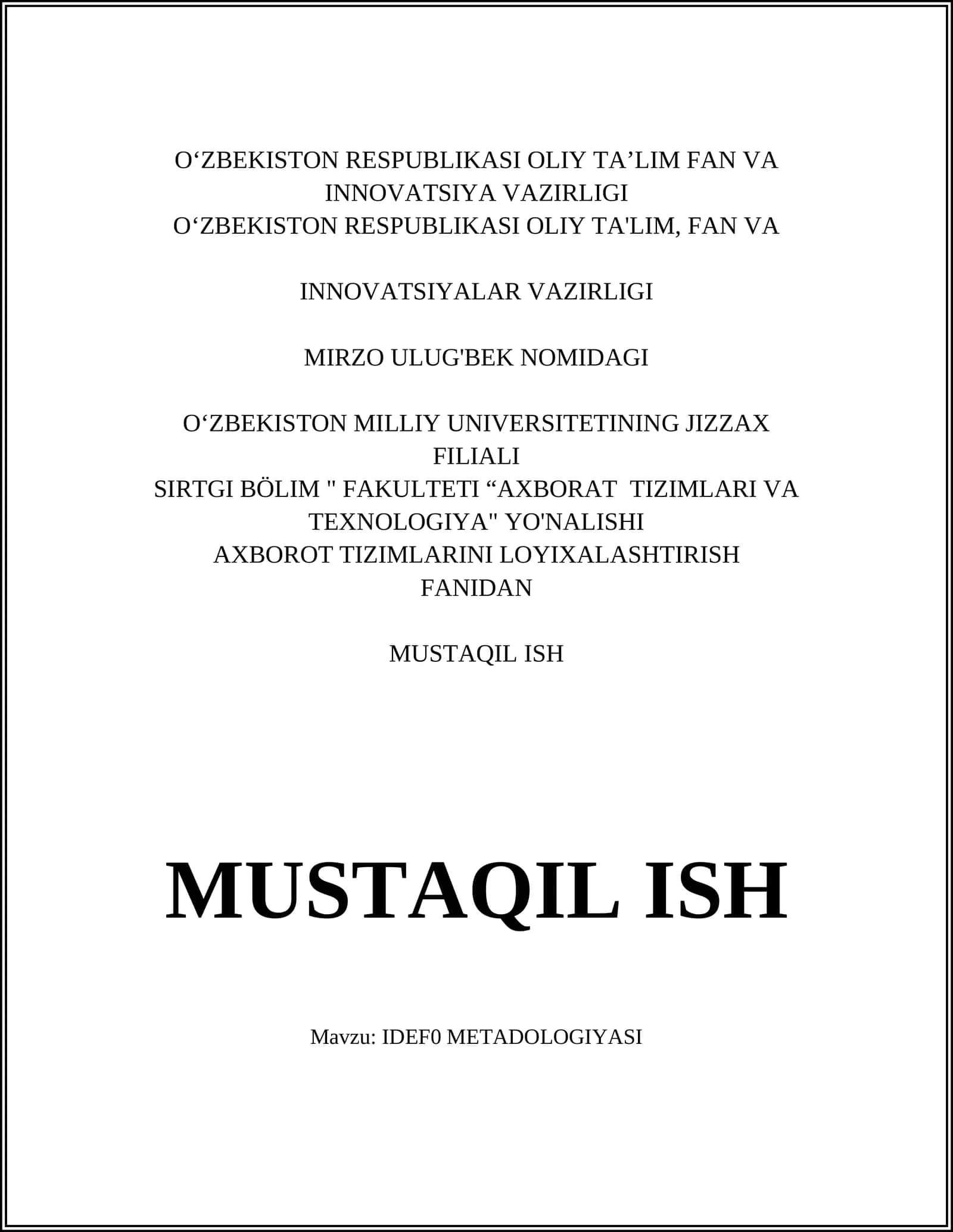 IDEFO METADOLOGIYASI 1