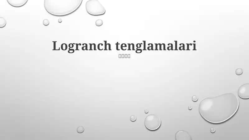 Logarifmik Tenglamalar 1