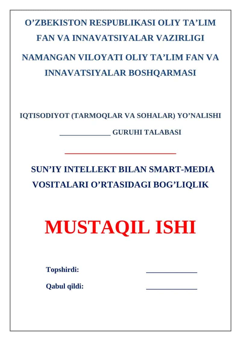 Sun’iy Intellekt bilan Smart-Media Vositalari O’rtasidagi Bog’liqlik 1