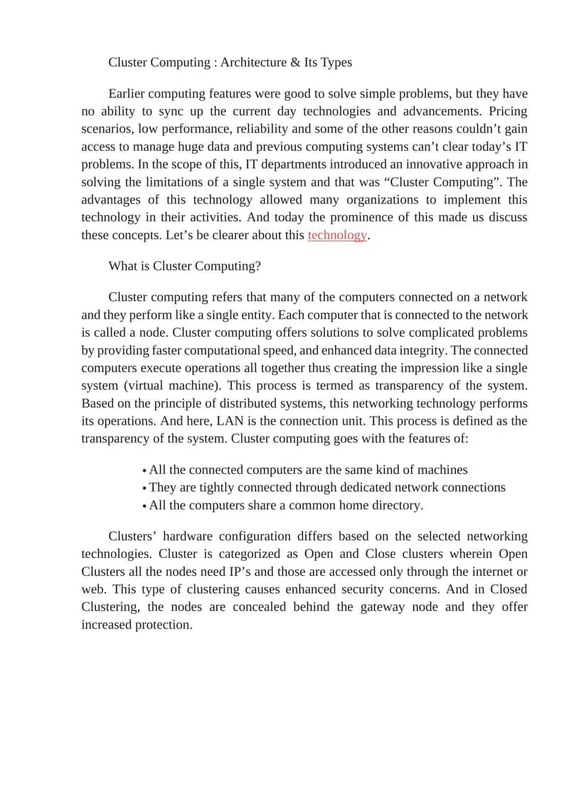 Cluster Computing: Architecture & Its Types 1