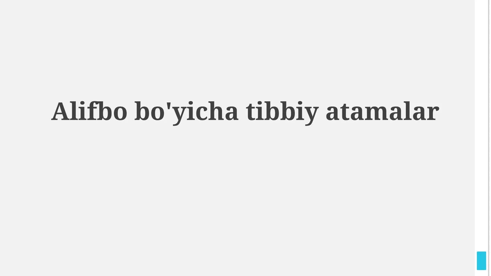 Alifbo bo'yicha tibbiy atamalar 1