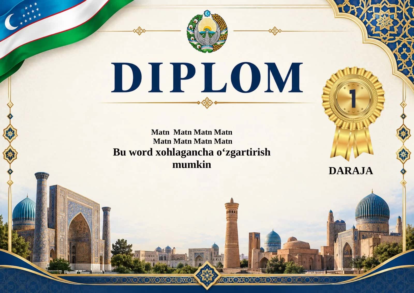 Diplom shablon blanka 1-, 2- va 3-darajali, Word formatda o‘zgartiriladigan.docx 1