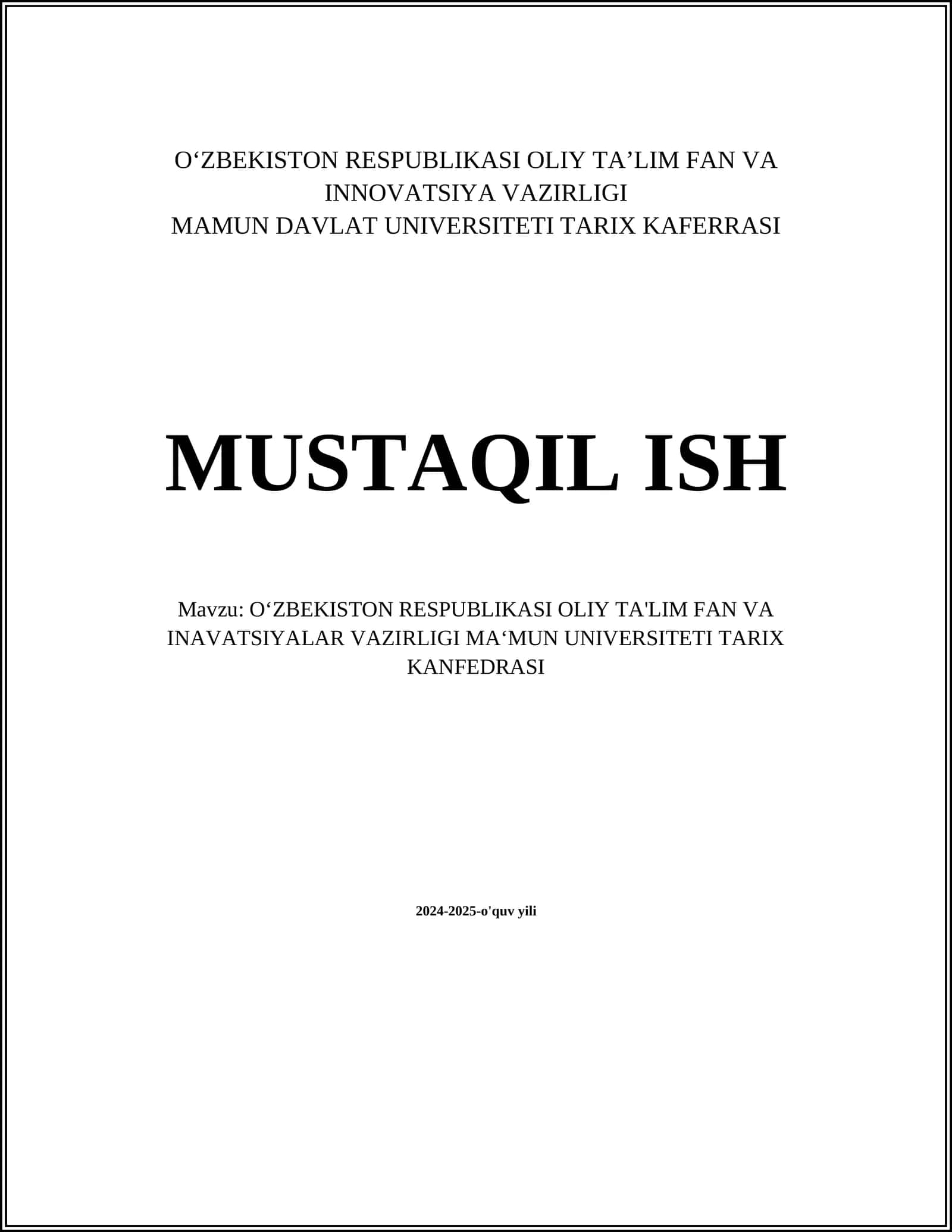 O'zbekiston tarixi 1