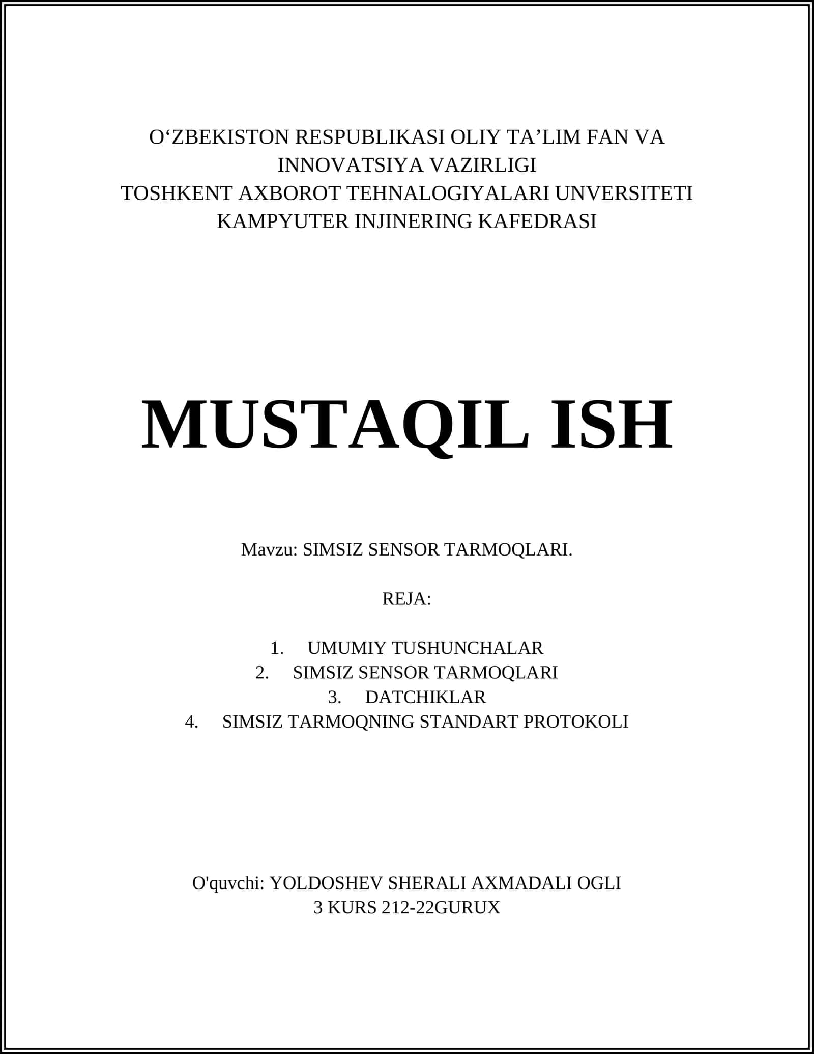 SIMSIZ SENSOR TARMOQLARI 1