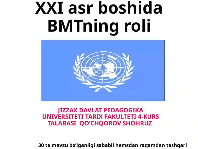 XXI asr boshida BMTning roli