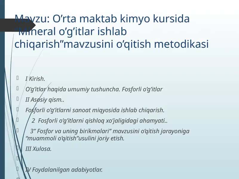 Mineral o’g’itlar ishlab chiqarish 1