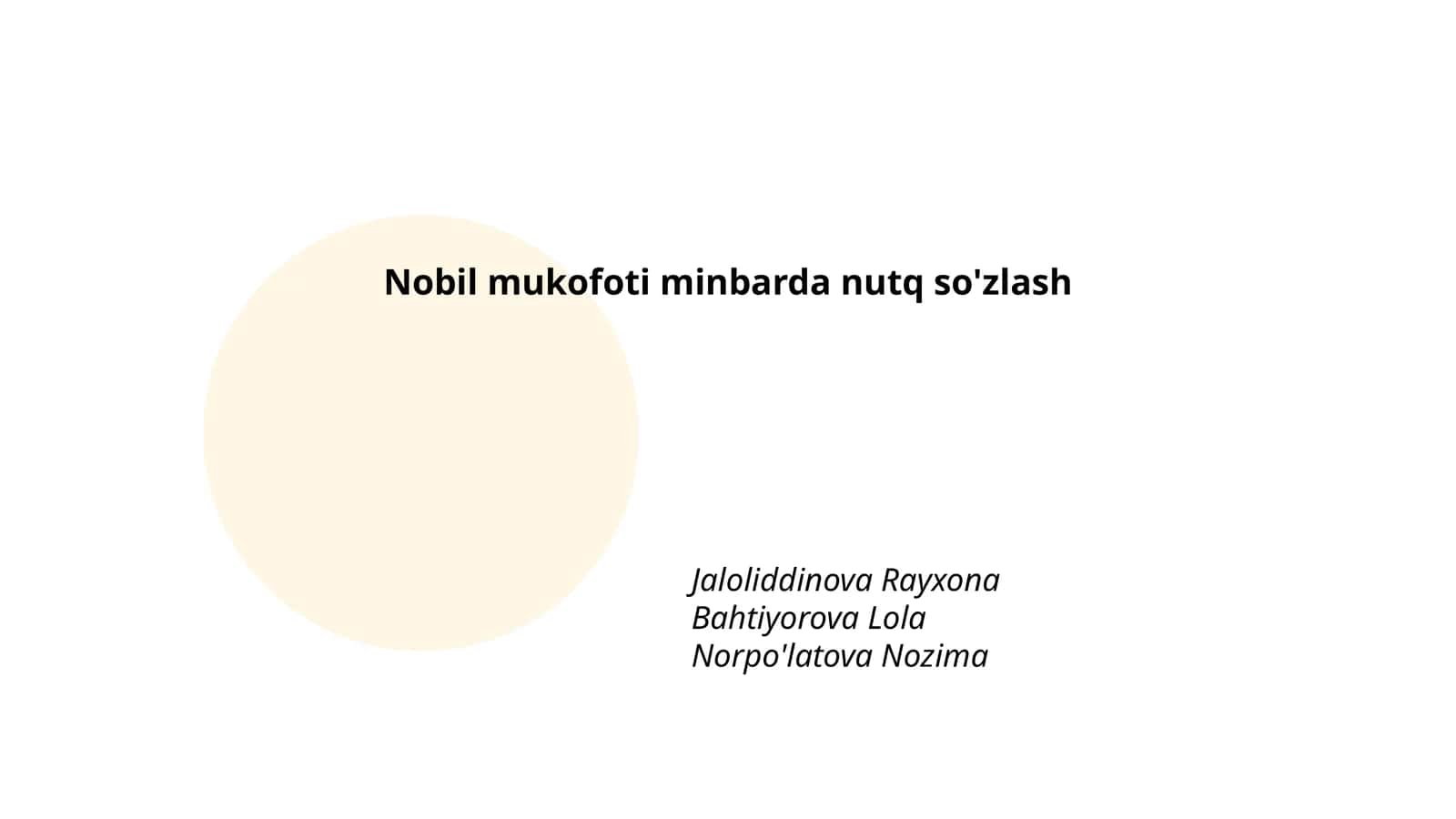 Nobil mukofoti minbarda nutq so'zlash 1