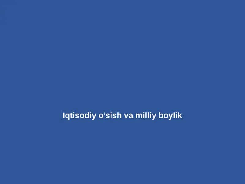 Iqtisodiy oʻsish va milliy boylik 1