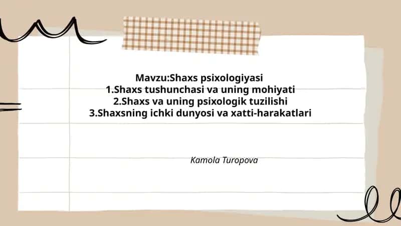 Shaxs psixologiyasi 1