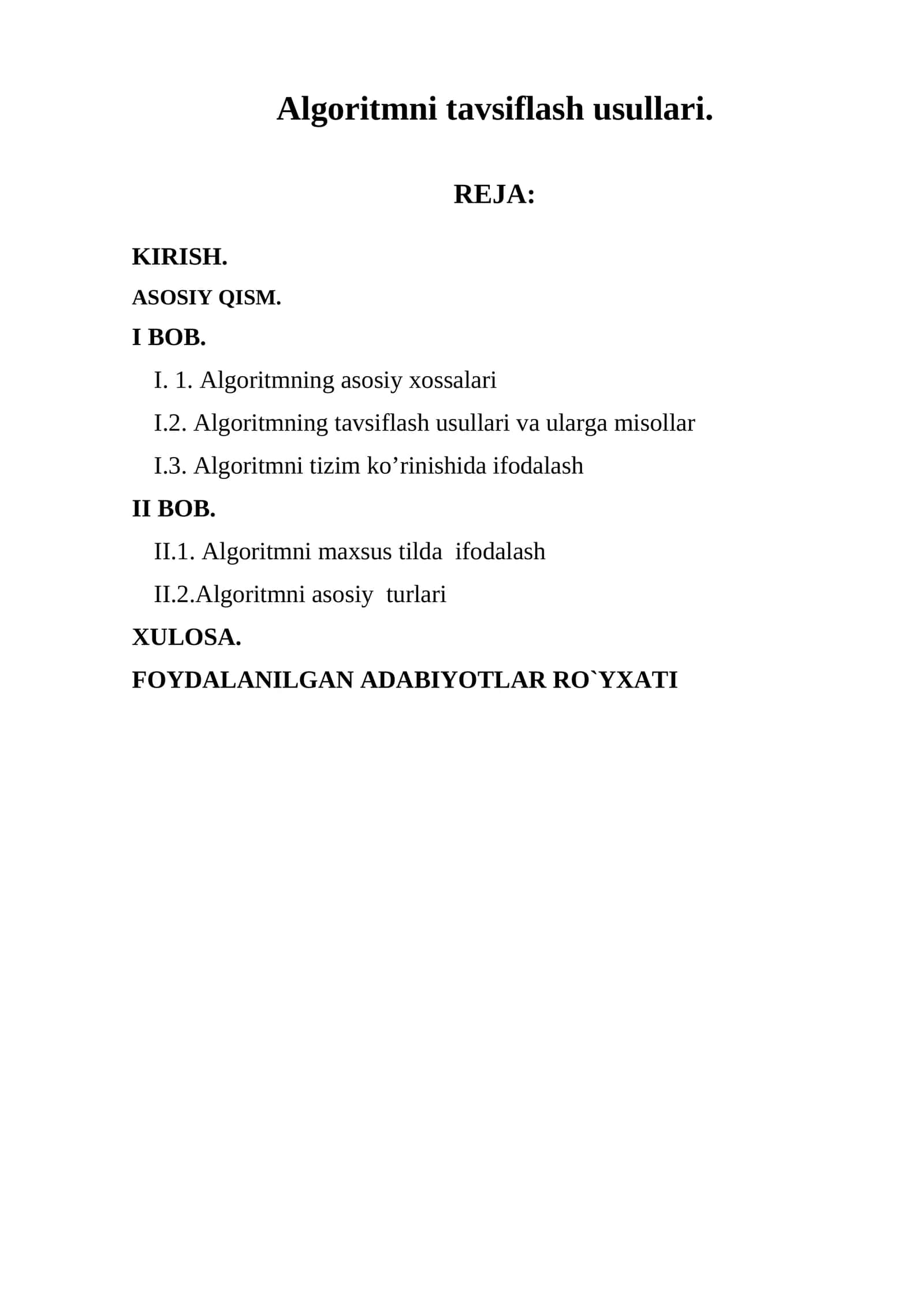 Algoritmni tavsiflash usullari 1