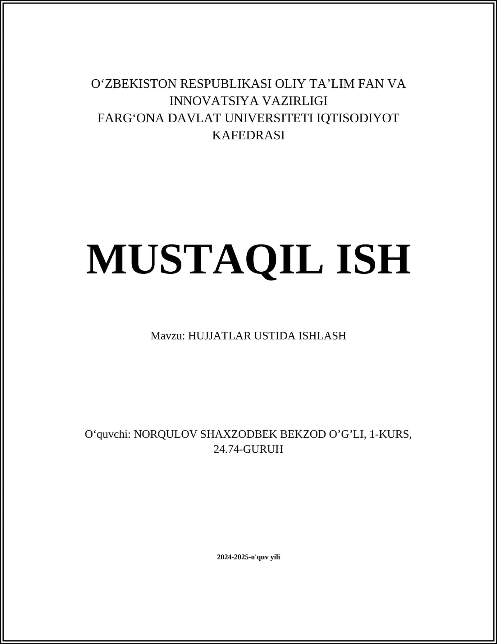 Hujjatlar ustida ishlash 1