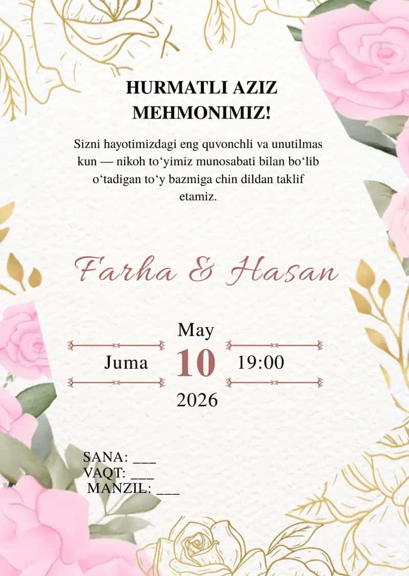 Taklifnoma shablon 1
