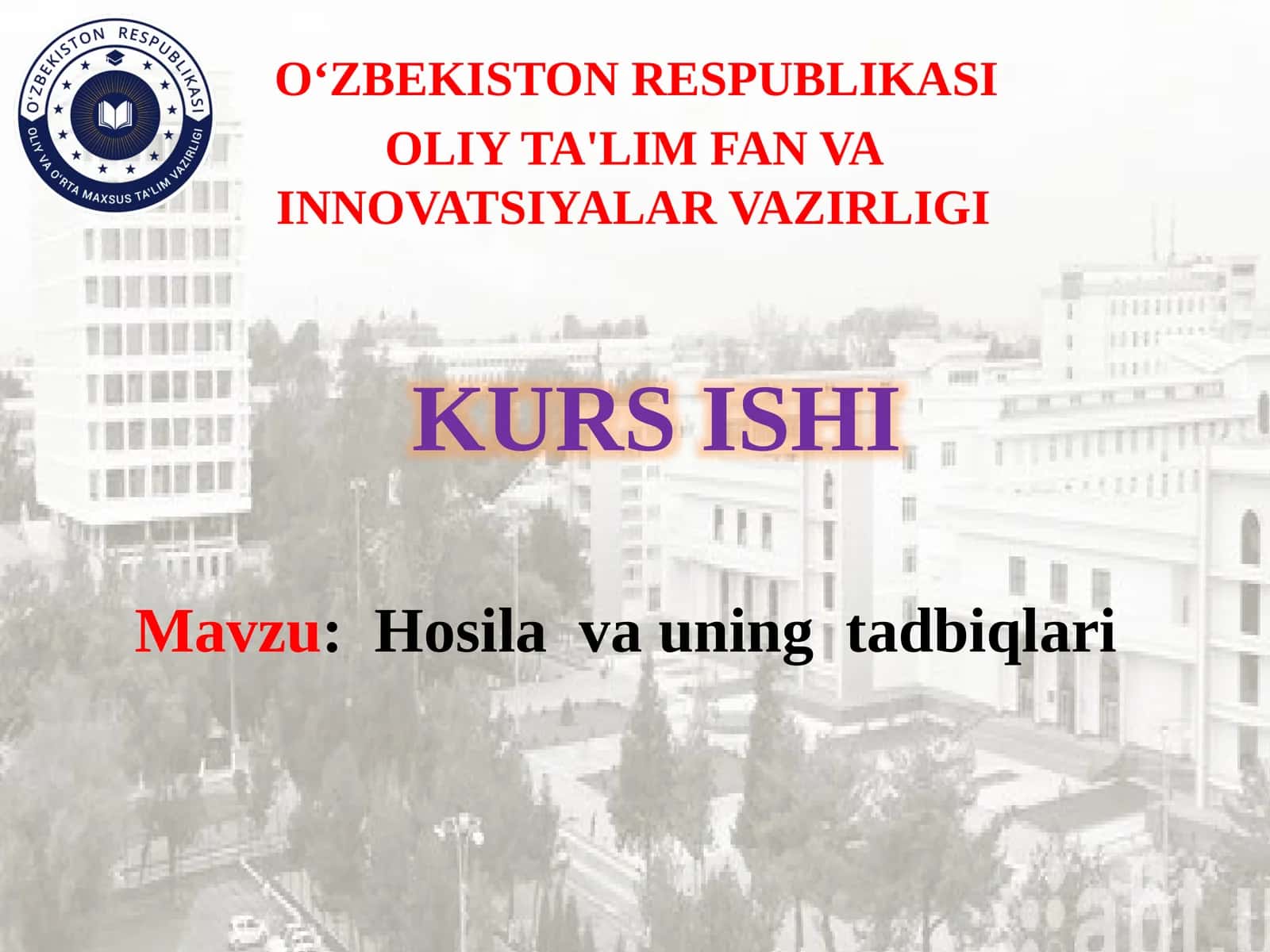 Hosilavauining tadbiqlari 1