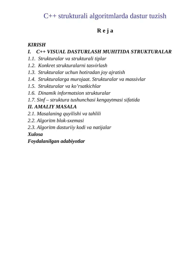 C++ strukturali algoritmlarda dastur tuzish 1
