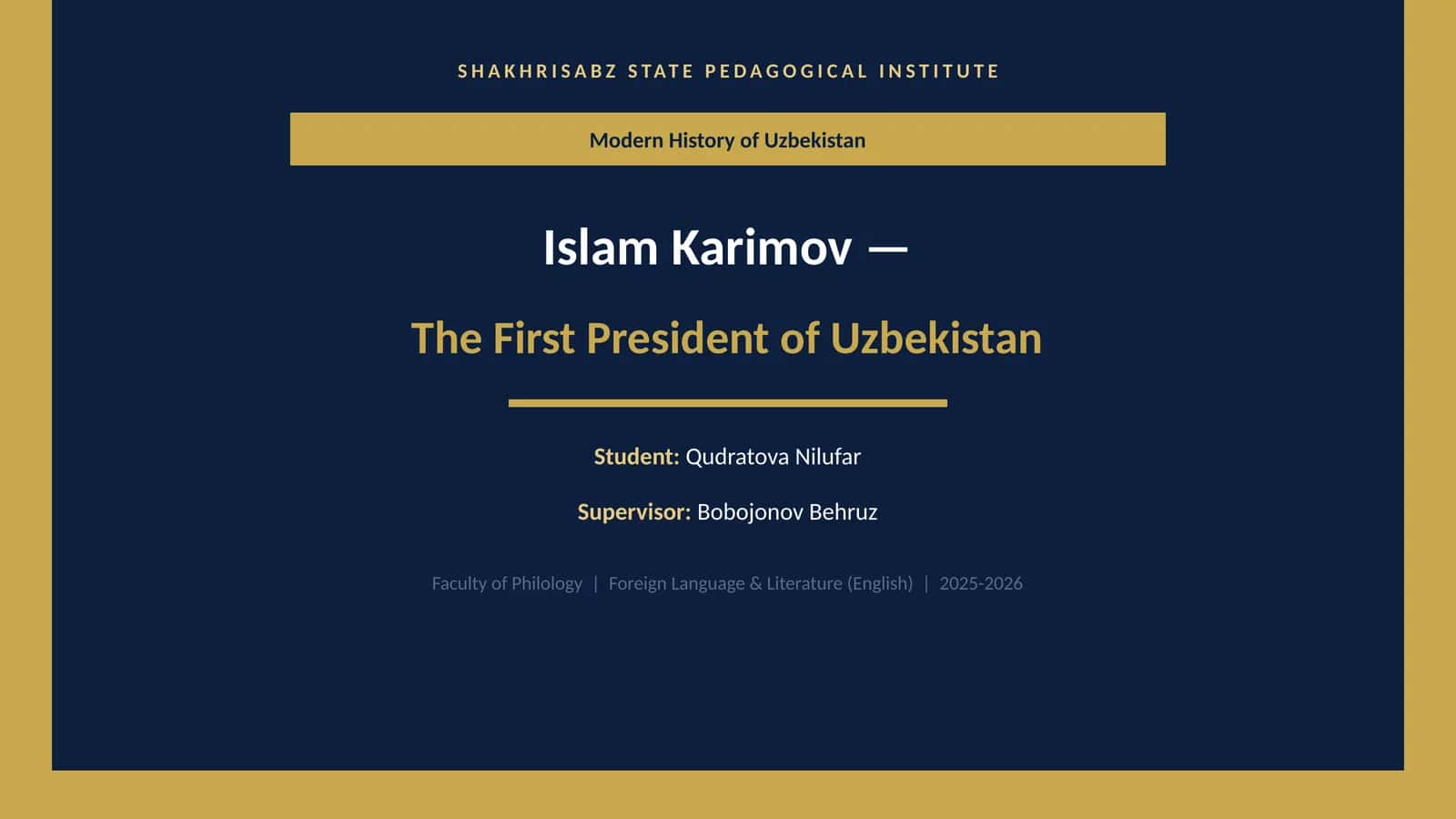 Modern History of Uzbekistan 1