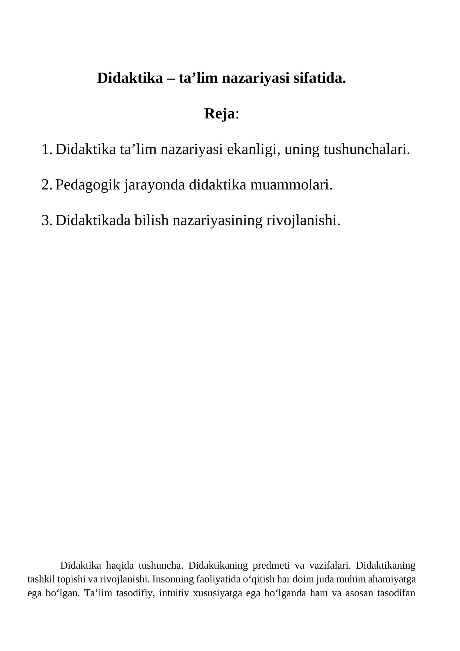 Didaktika – ta’lim nazariyasi sifatida 1