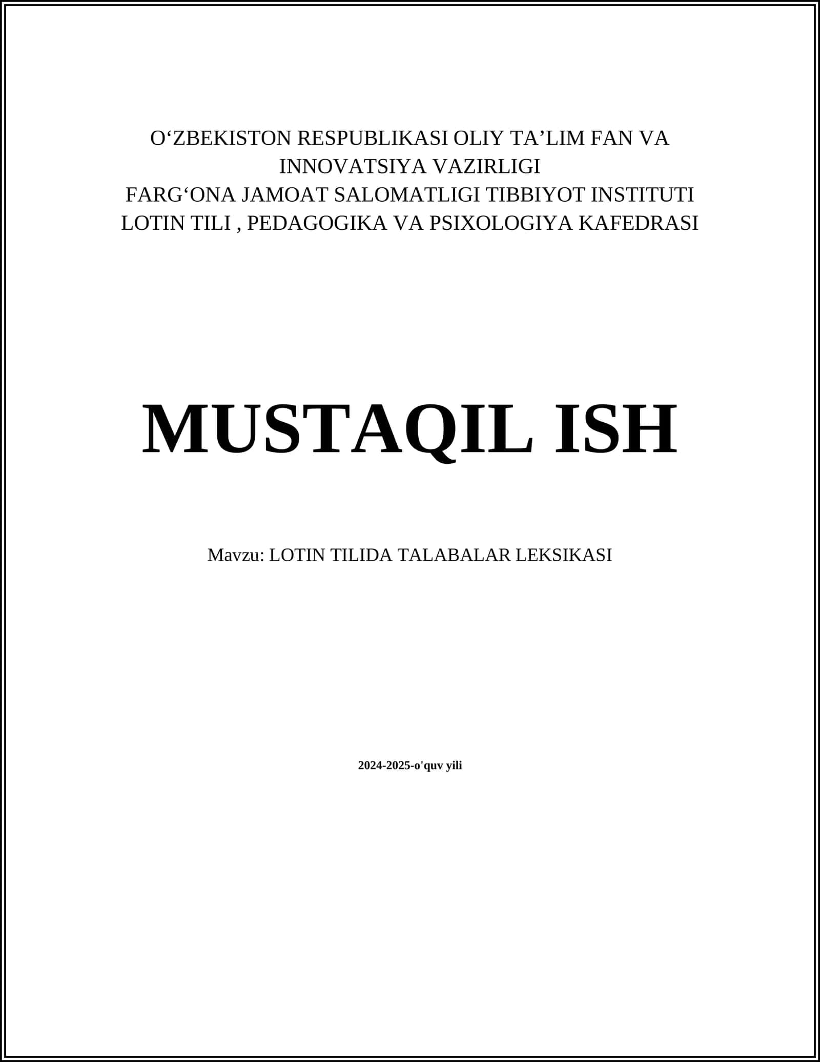 LOTIN TILIDA TALABALAR LEKSIKASI 1