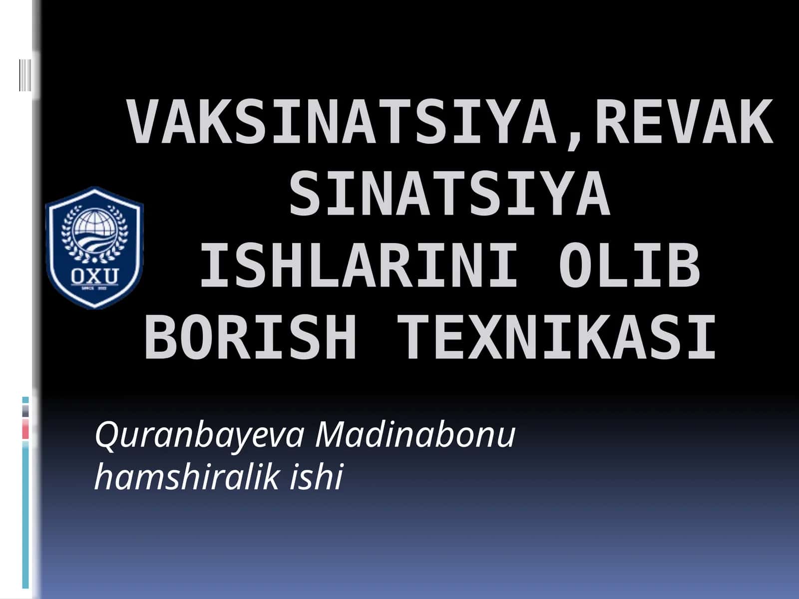 Vaksinatsiya, revaksinatsiya ishlarini olib borish texnikasi 1