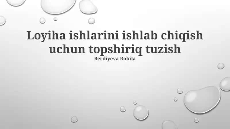 Loyiha Ishlab Chiqarish Uchun Vazifa Bayoni 1
