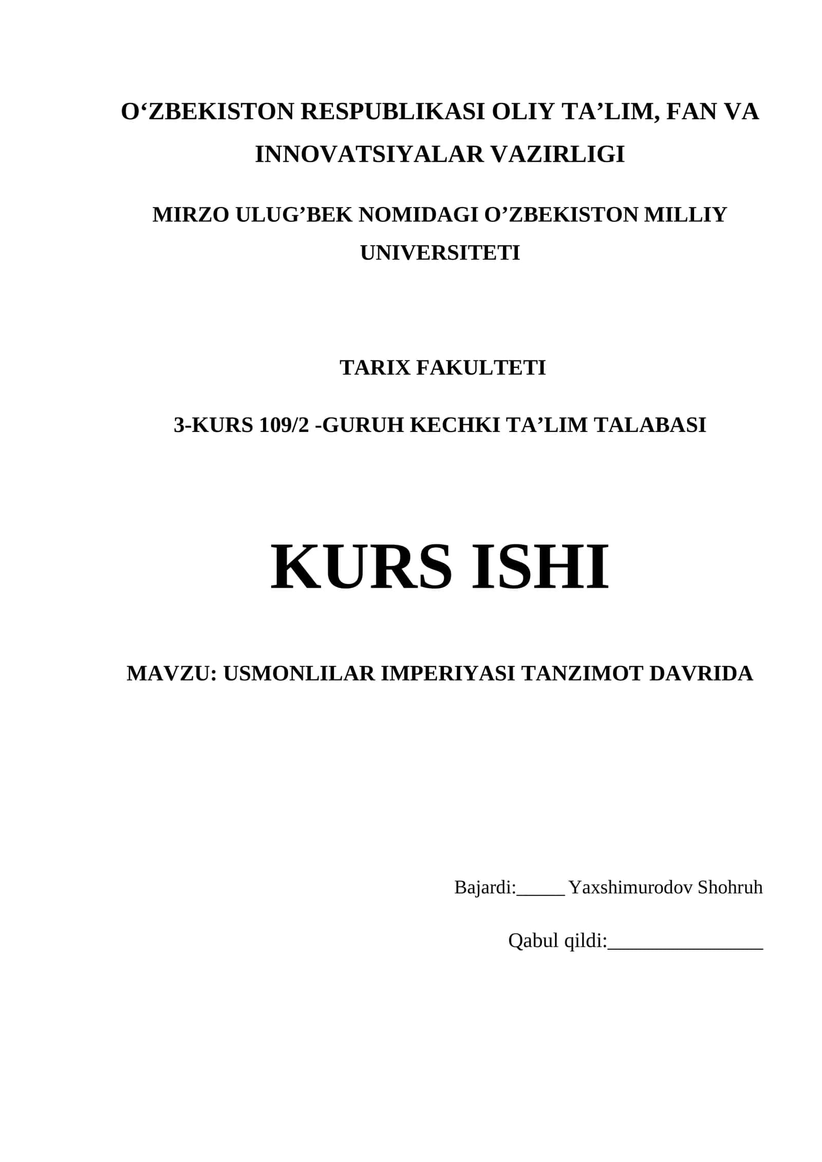 USMONLILAR IMPERIYASI TANZIMOT DAVRIDA 1