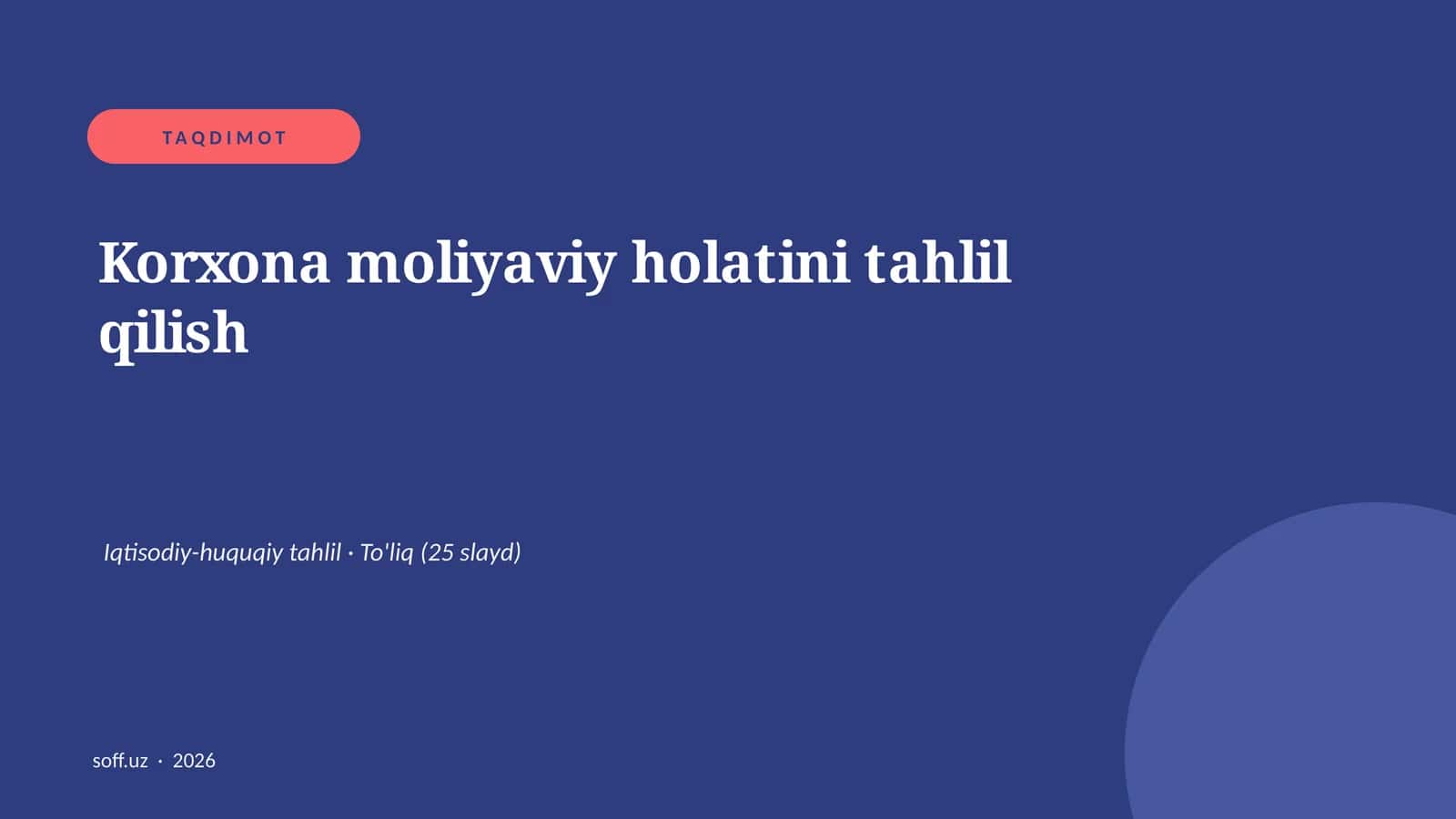 Korxona moliyaviy holatini tahlil qilish 1