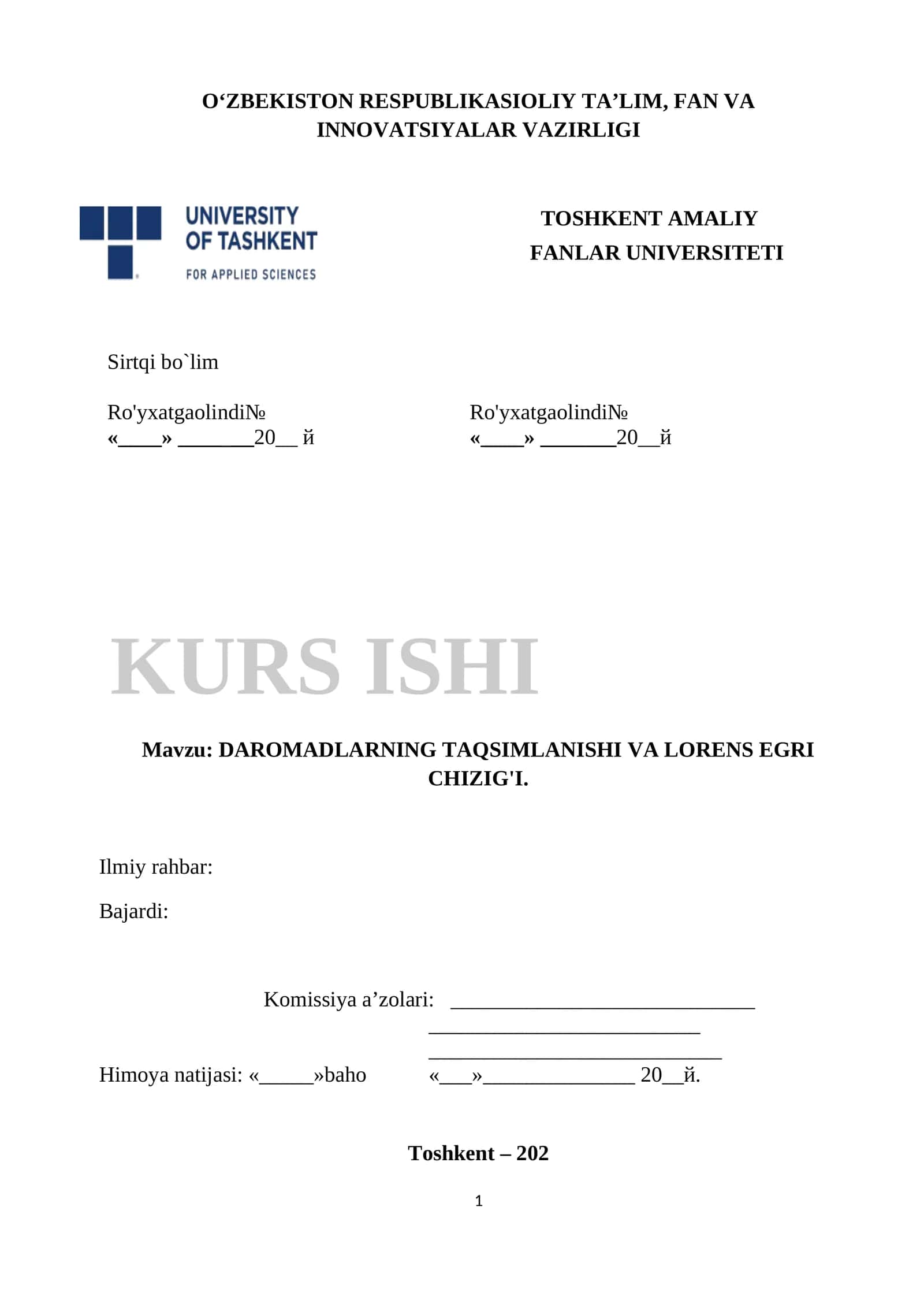 DAROMADLARNING TAQSIMLANISHI VA LORENS EGRI CHIZIG'I 1