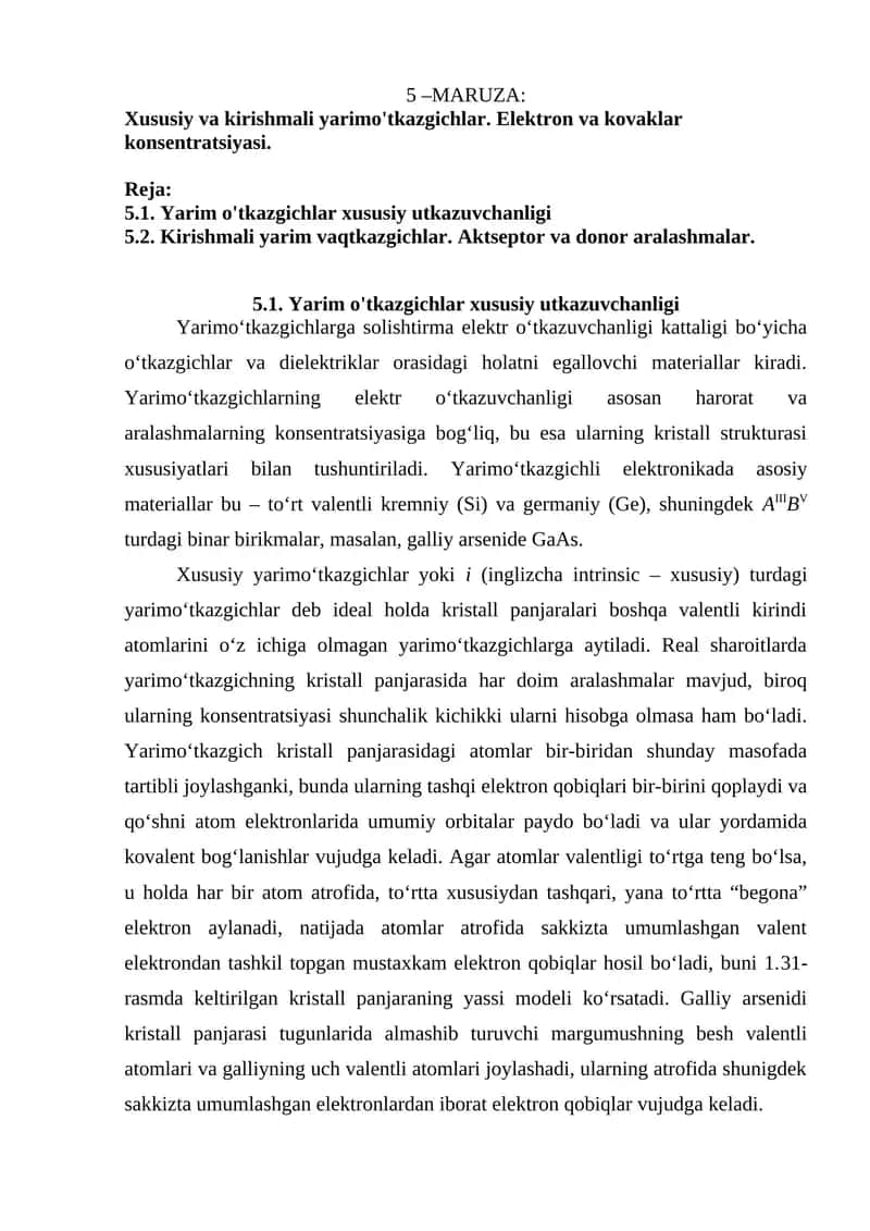Yarim o'tkazgichlar 1