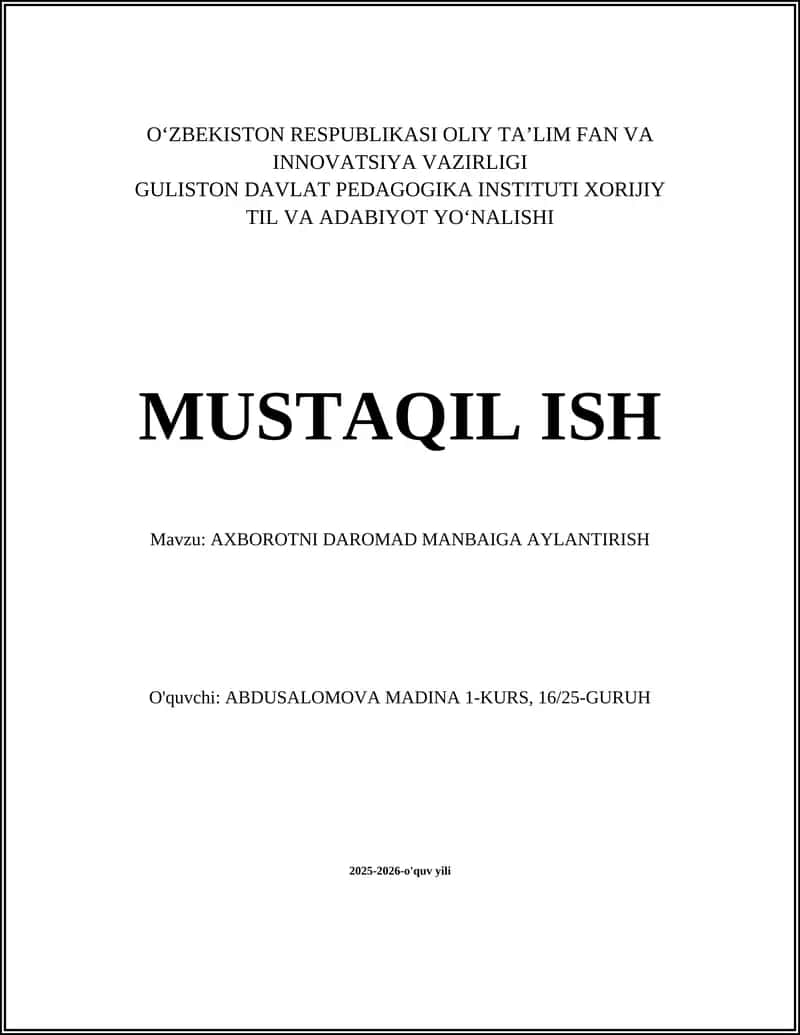 AXBOROTNI DAROMAD MANBAIGA AYLANTIRISH 1