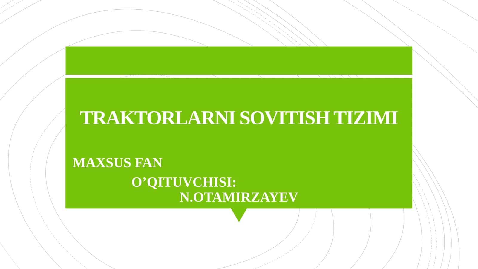TRAKTORLARNI SOVITISH TIZIMI 1