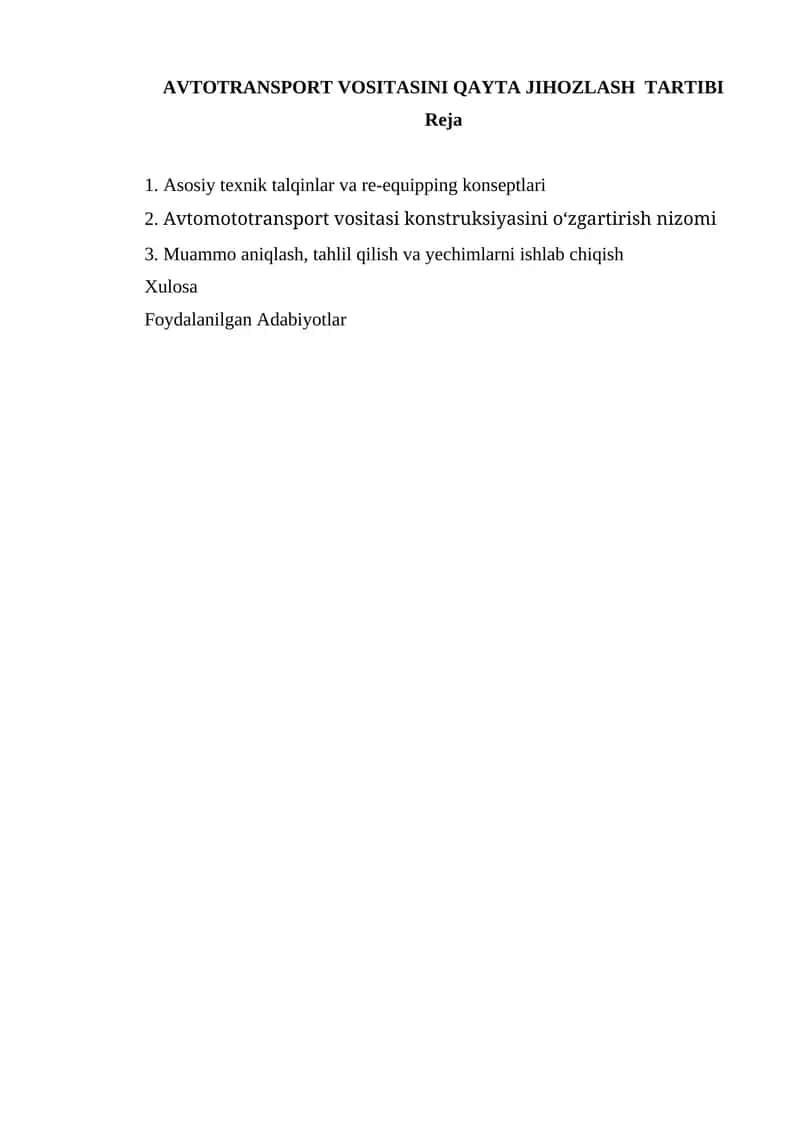 AVTOTRANSPORT VOSITASINI QAYTA JIHOZLASH TARTIBI 1