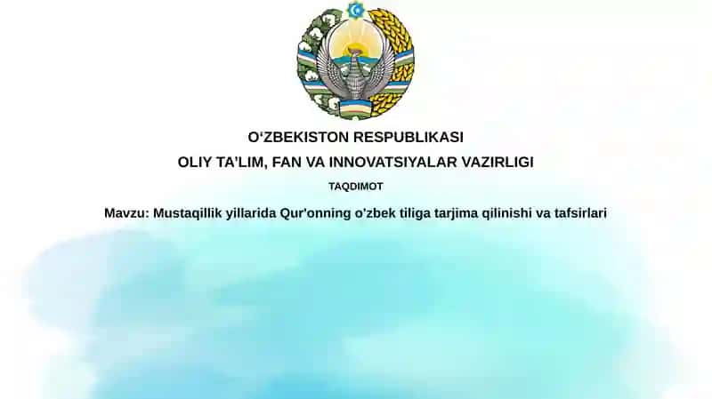 MustaqillikyillaridaQur'onningo'zbektiligatarjimaqilinishi