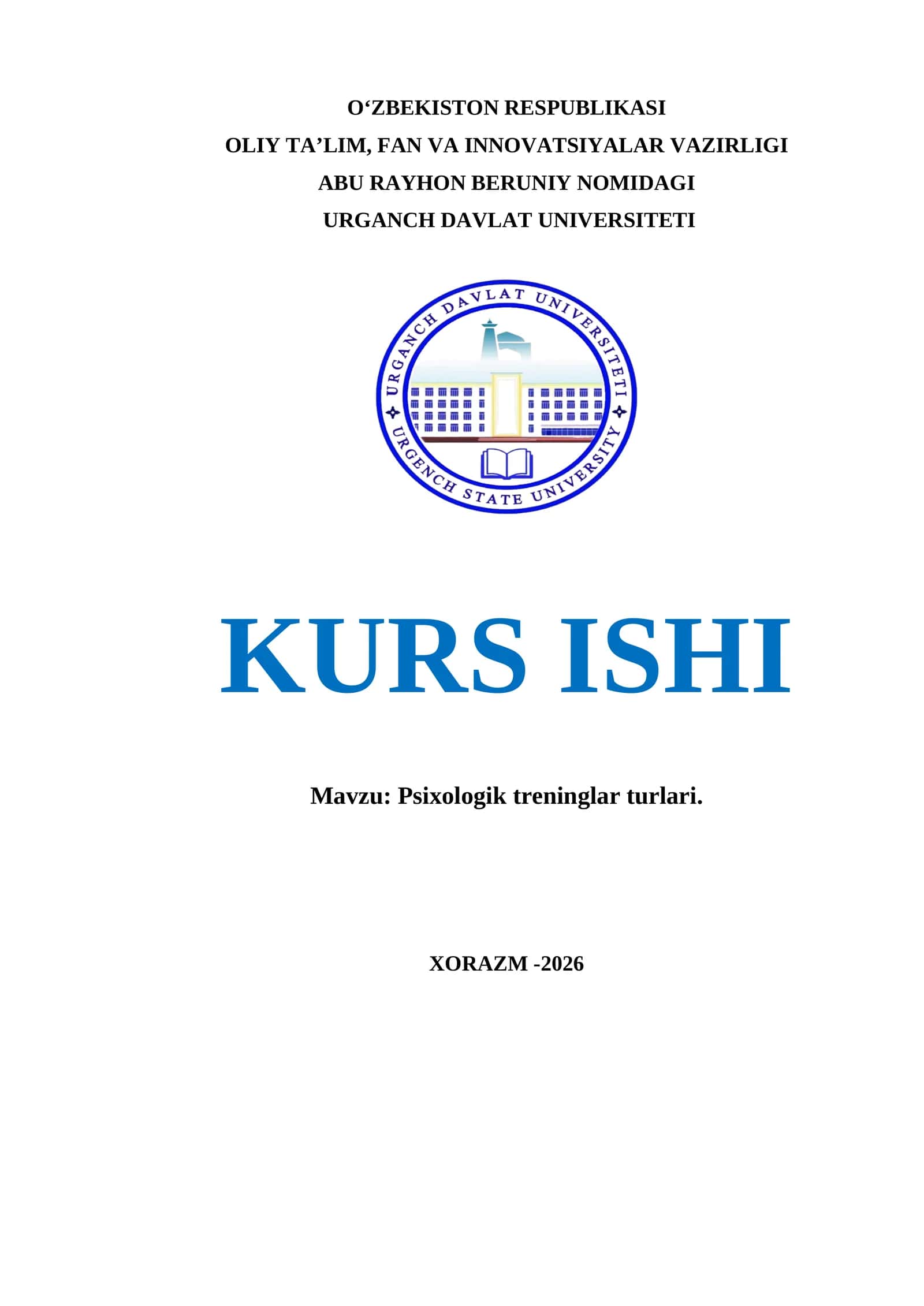 Psixologik treninglar turlari kurs ishi 1