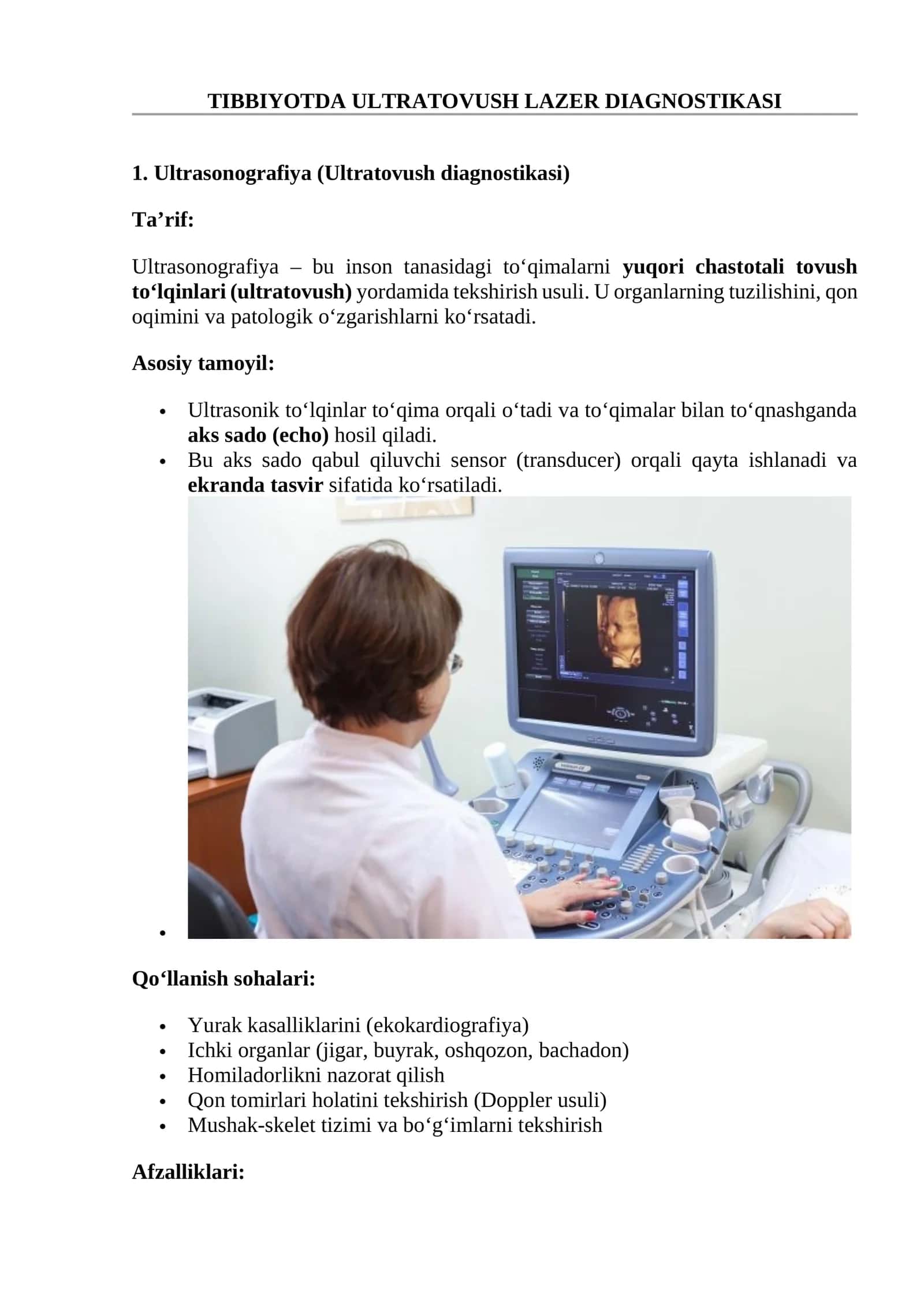 TIBBIYOTDA ULTRATOVUSH LAZER DIAGNOSTIKASI 1