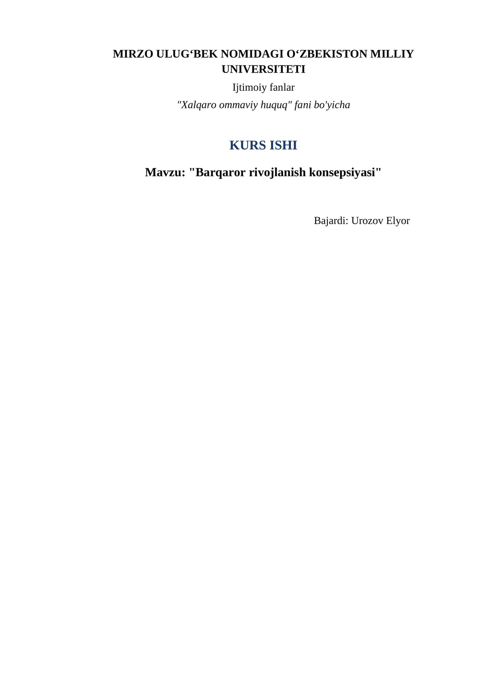 "Barqaror rivojlanish konsepsiyasi" 1