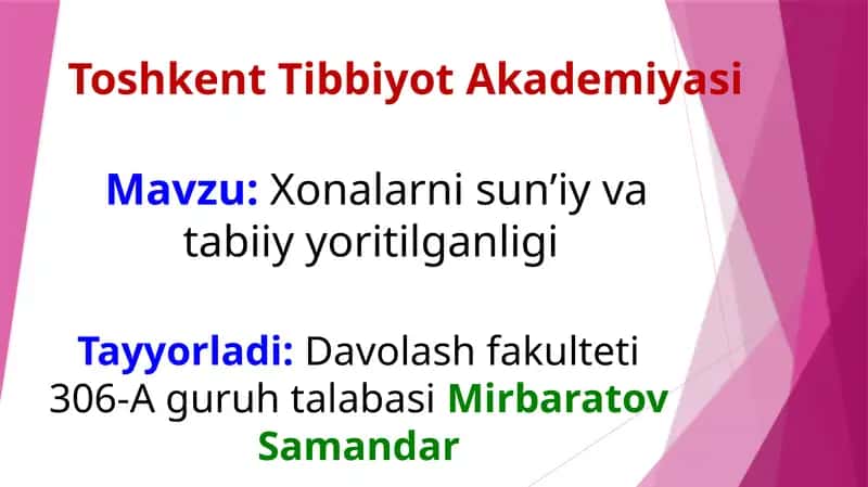 Sun'iy yoritish me’yorlari 1