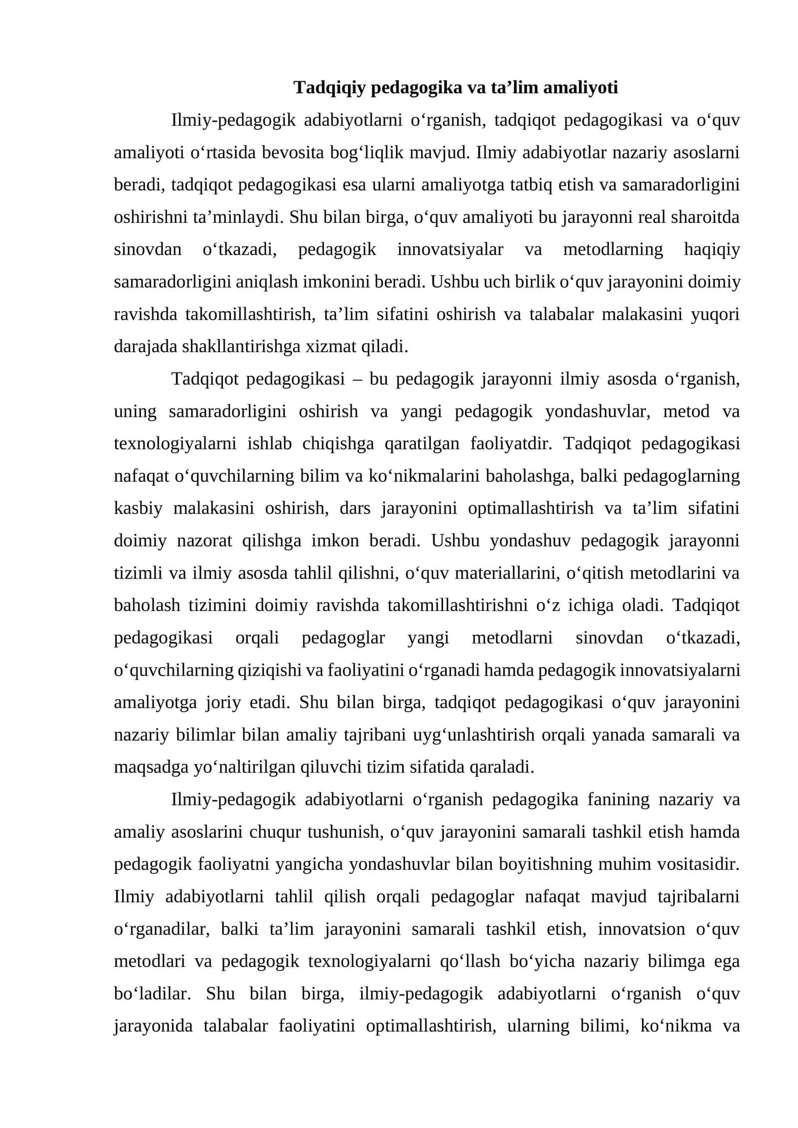 Tadqiqiy pedagogika va ta’lim amaliyoti 1