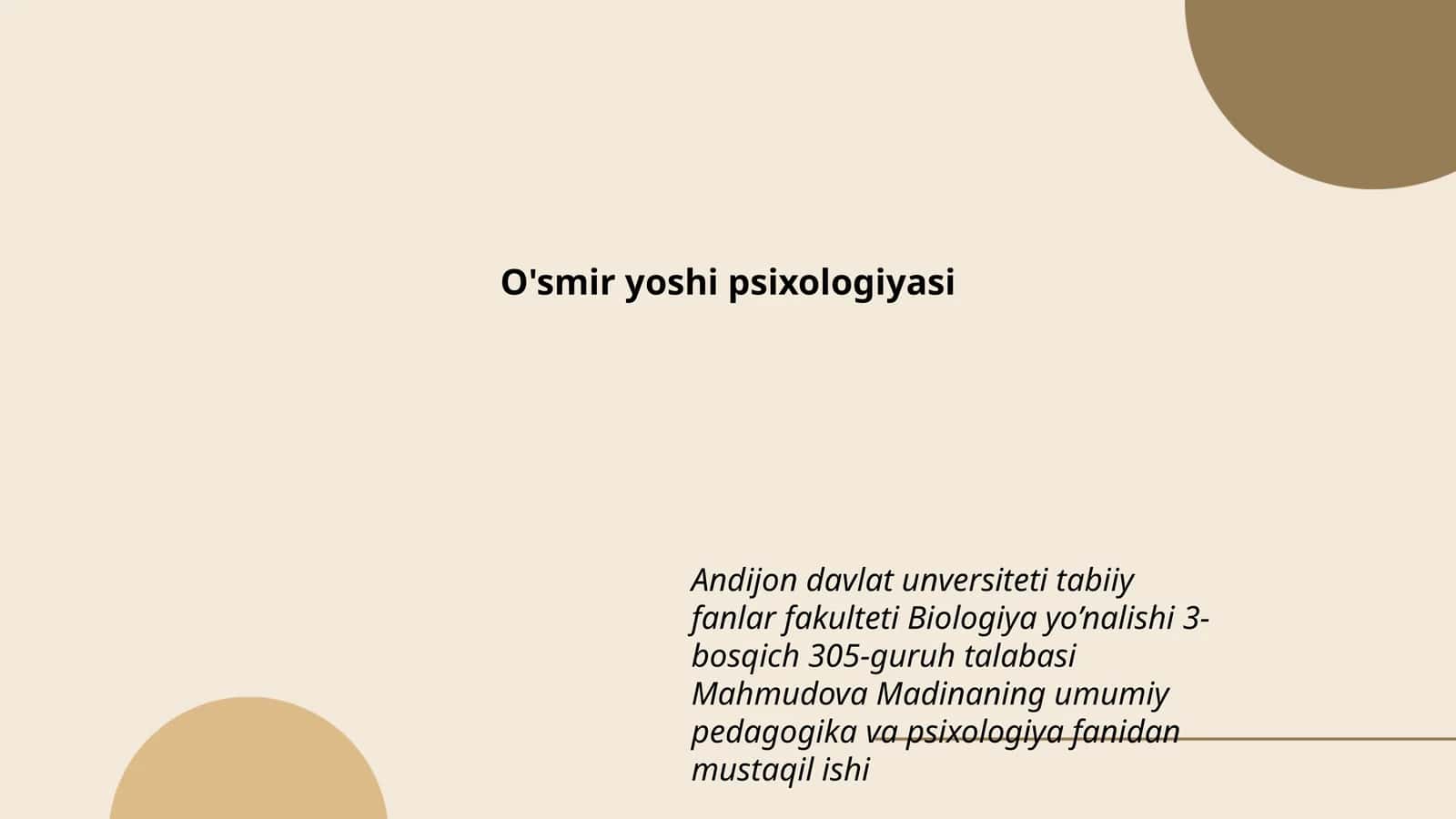 O'smir yoshi psixologiyasi 1