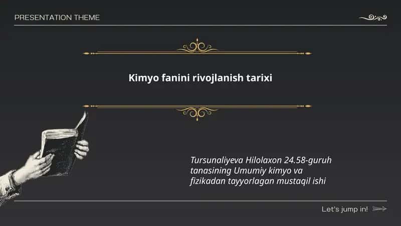 Kimyo fanini rivojlanish tarixi 1