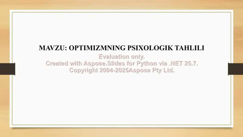 Optimizmning psixologik tahlili 1