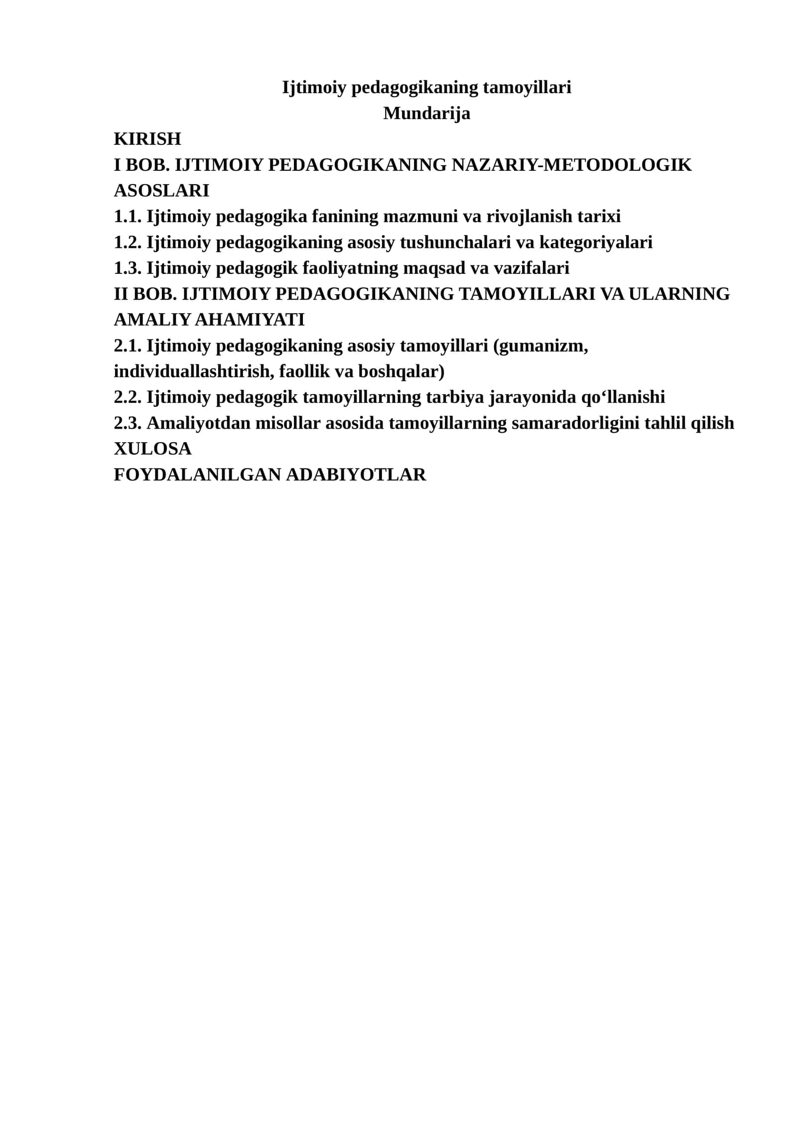 Ijtimoiy pedagogikaning tamoyillari 1