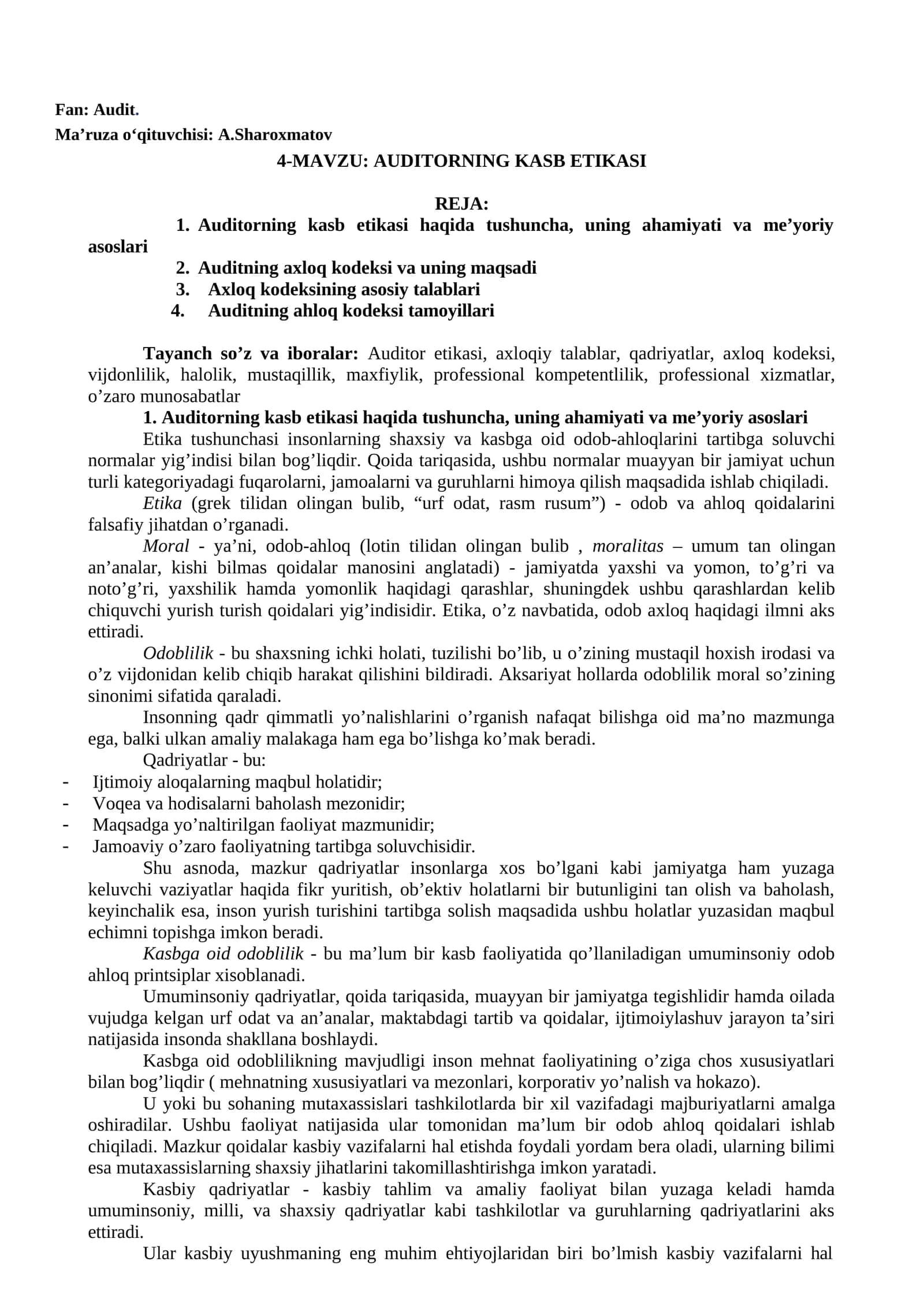 AUDITORNING KASB ETIKASI 1