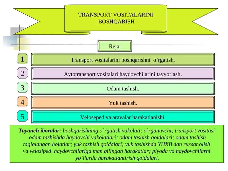 TRANSPORT VOSITALARINI BOSHQARISH 1