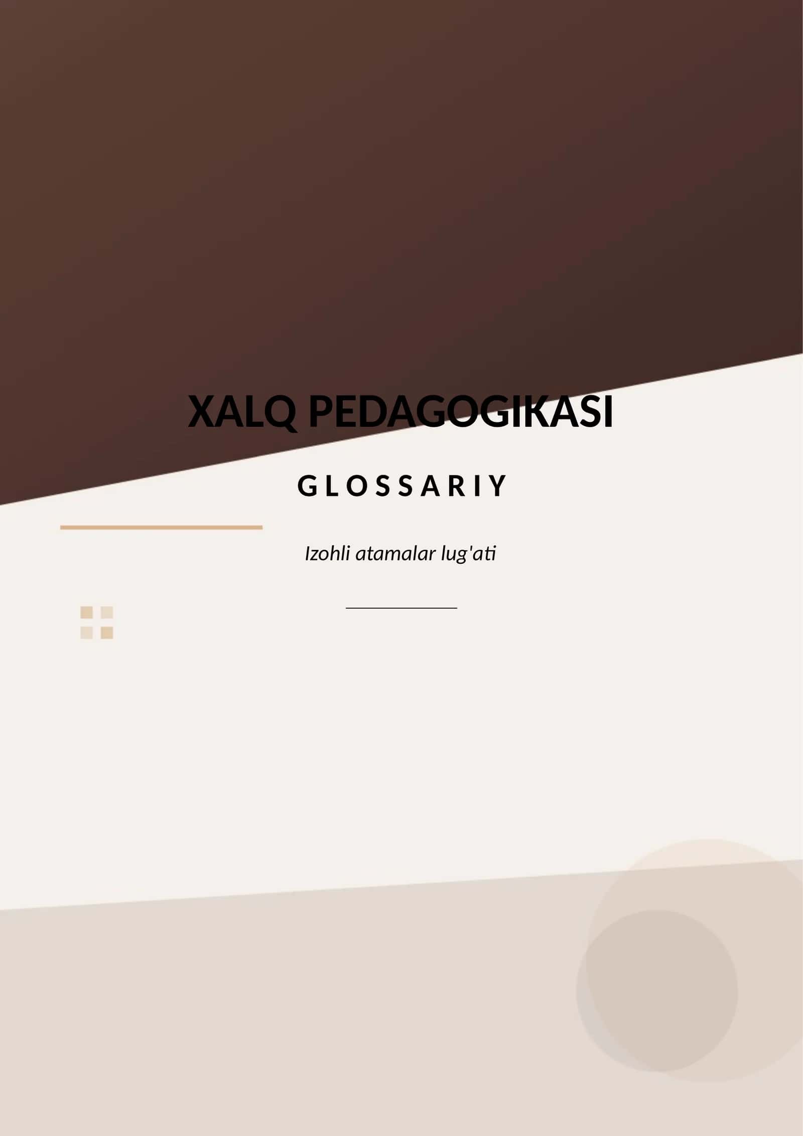 Xalq pedagogikasi - Glossariy 1