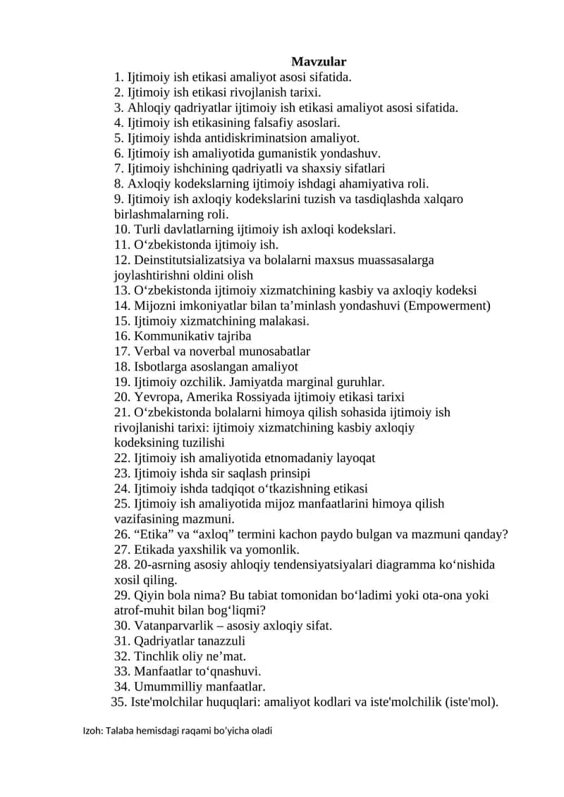 Ijtimoiy ish etikasi 1