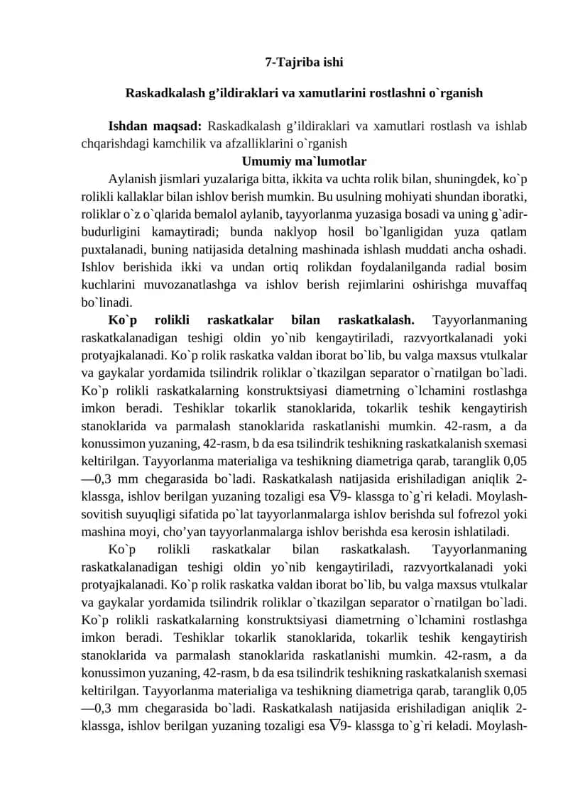 Raskadkalash g’ildiraklari va xamutlarini rostlashni o`rganish 1